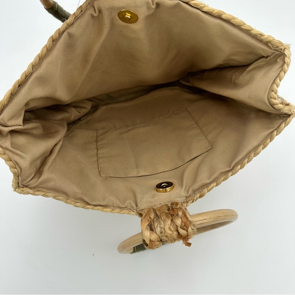 World Market Rattan Woven Bag, Wooden Handles and Tassel - Picture 4 of 8